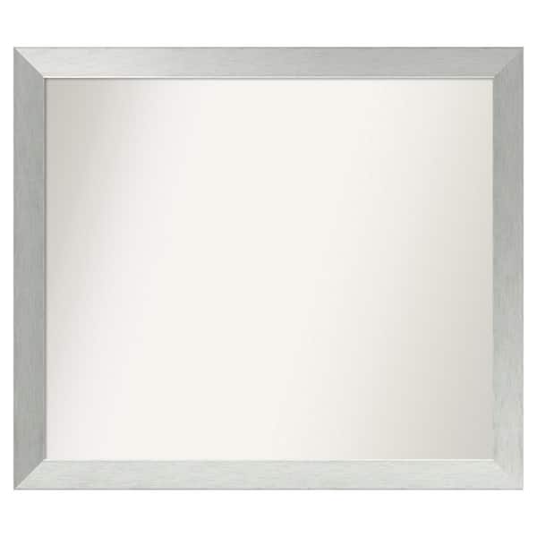 Amanti Art Brushed Sterling Silver 38 in. x 33 in. Custom Non-Beveled Wood Framed Bathroom Vanity Wall Mirror