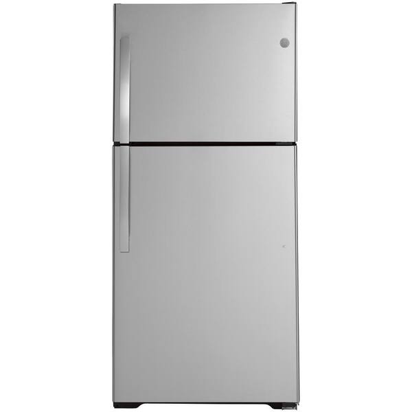 Ge 21 9 Cu Ft Top Freezer Refrigerator In Stainless Steel Gts22ksnrss The Home Depot