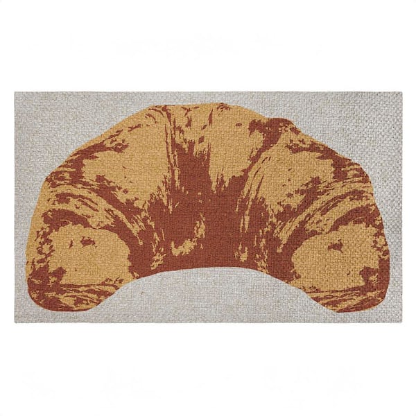 Pop Style Croissant Brown 18 in. x 30 in. Polyester Non-Slip Outdoor Door Mat