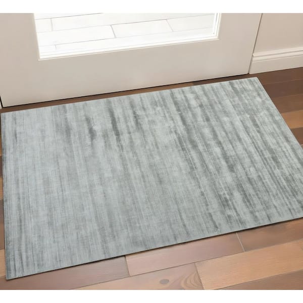2 ft. x 3 ft. Silver And Gray Abstract Hand Woven Area Rug