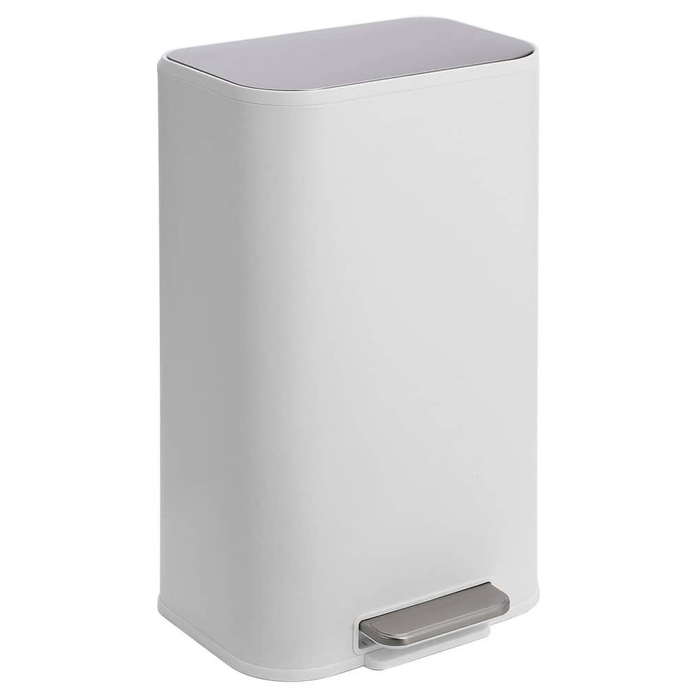 8 Gal. White Stainless Steel Step-On Pedal Kitchen Trash Can with Soft Close Lid Foot, Removable Inner Bucket for Home price history on PriceWatchPro