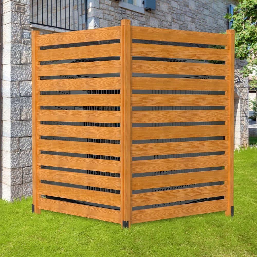 38" x 60" Light Brown Wood Privacy Fence with Metal Stakes
