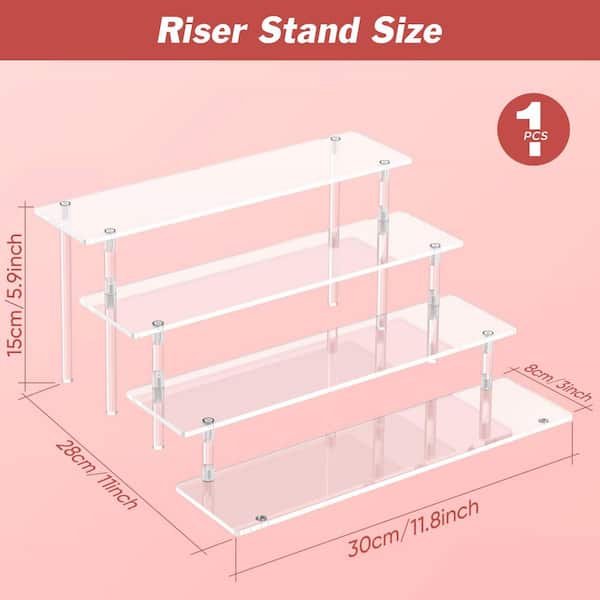 4 Tier Acrylic Display Risers for Spice Racks, Perfume, Cosmetic, Skincare, Cupcake Stand Holder and Displaying Figures