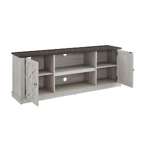 64 in. Saw Cut-off White with Dark Drift Wood Desktop TV Stand for TVs up to 70 in.