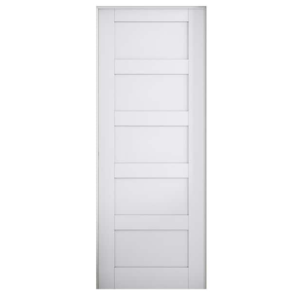 ARK DESIGN 24 in. x 80 in. Paneled Blank 5-Lite Left Handed White Solid Core MDF Prehung Door with Quick Assemble Jamb Kit