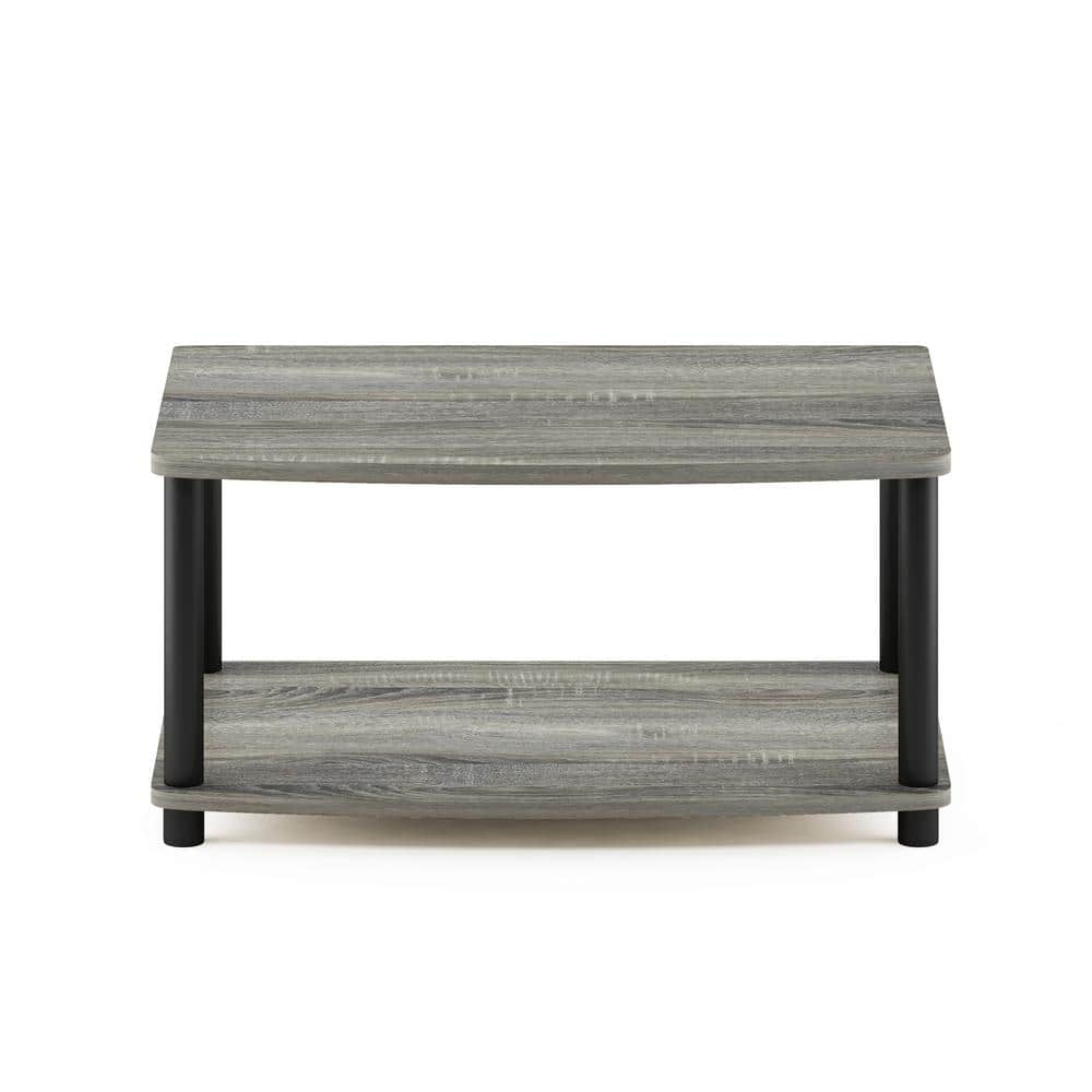 Gray Wood and Black 2-Tier Modern TV Stand