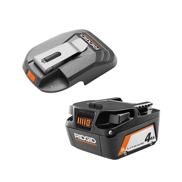 RIDGID 18V USB Portable Power Source with Activate Button Kit with 18V 4.0 Ah Lithium-Ion Battery