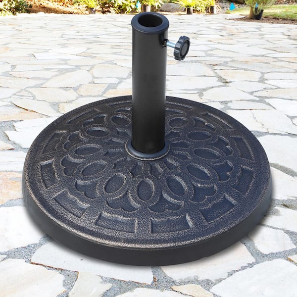 Unbranded 17 in. 25 lbs. Round Patio Umbrella Base in Bronze, Stand Market  Parasol Holder with Beautiful Pattern UUW2225141425