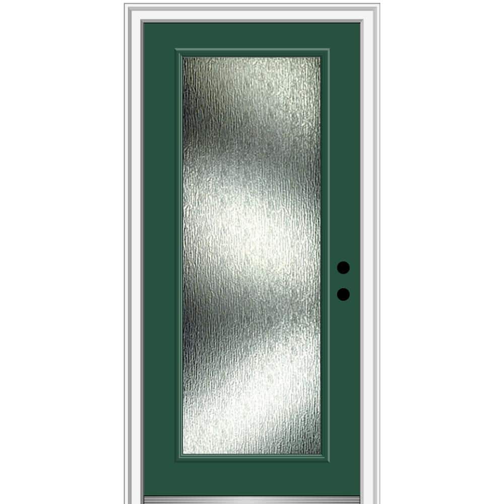 32 in. x 80 in. Left-Hand/Inswing Rain Glass Hunter Green Fiberglass Prehung Front Door on 4-9/16 in. Frame price history on PriceWatchPro