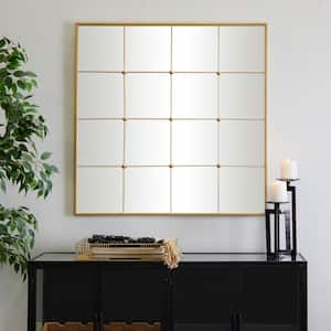 36 in. x 36 in. Window Pane Inspired Square Framed Gold Wall Mirror