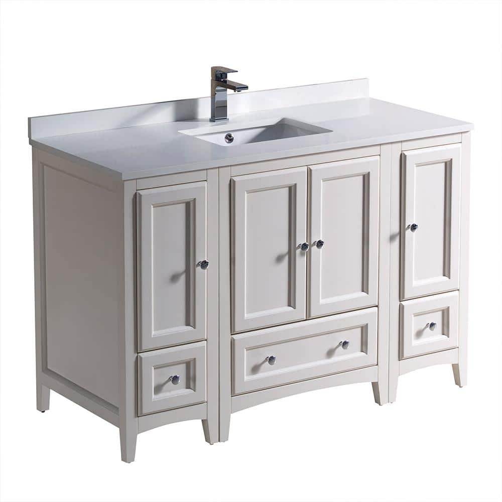 48" Antique White Quartz Stone Single Sink Vanity