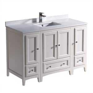 Oxford 48 in. Bath Vanity in Antique White with Quartz Stone Vanity Top in White with White Basin
