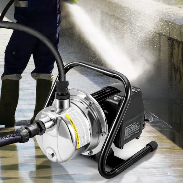 Shallow Well Pump, 1.5 HP 115V, 1200 GPH 164 ft Height, 87 psi Max Pressure, Portable Stainless Steel Sprinkler Booster