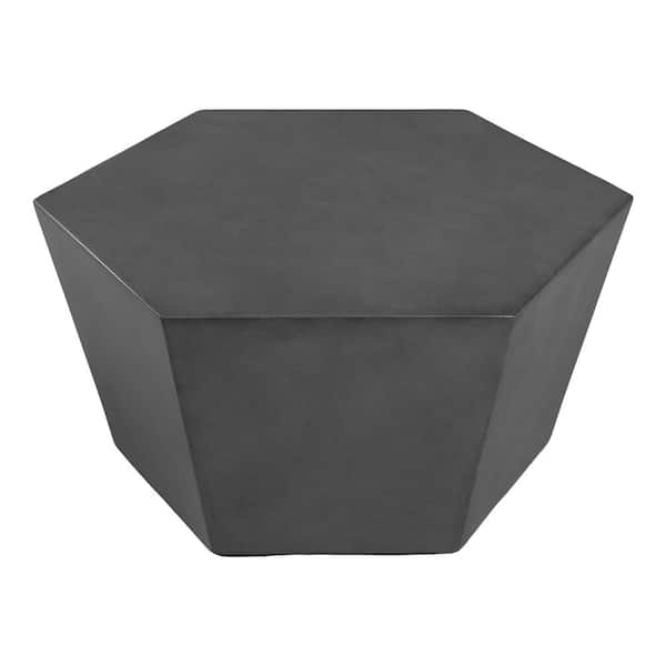 35 in. Dark Gray Hexagon Magnesium Oxide Concrete Outdoor Patio Coffee Table