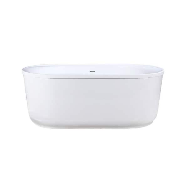 Encore 65-3/4 in. x 34-1/4 in. Freestanding Acrylic Soaking Bathtub with Center Drain in Polished Nickel
