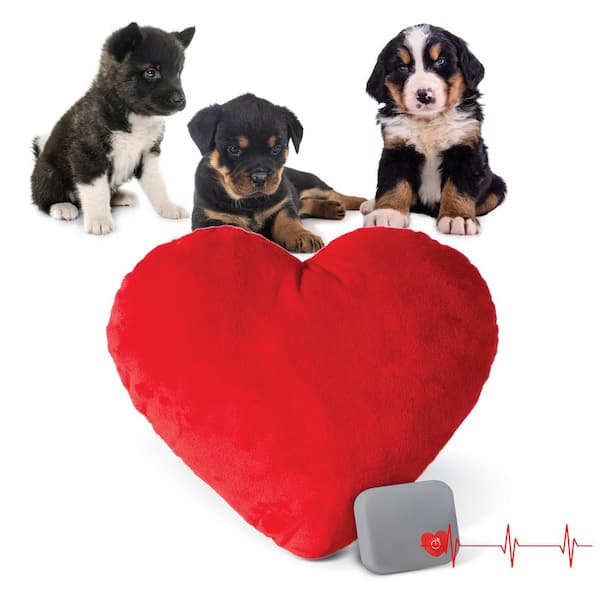 K&H Mother's Heartbeat Welpen-Kissen – Mit Herzschlag-Gerät Gegen Angst Im Käfig, Graues Fleece Für Kleine Hunde