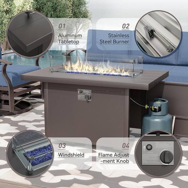 Halmuz 5-Piece Aluminum Patio Conversation Set with armrest