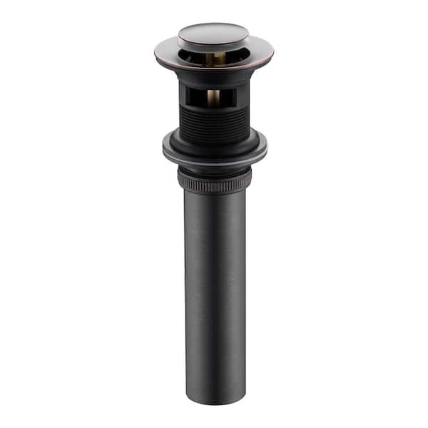 LUXIER 1-1/2 in. Brass Bathroom and Vessel Sink Push Pop-Up Drain Stopper With Overflow in Oil Rubbed Bronze