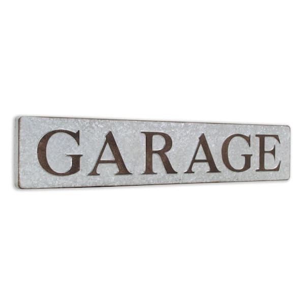 HomeRoots 36.25 in. x 7.25 in. Grey, Brown Garage Galvanized Metal Wall Art 1-Piece