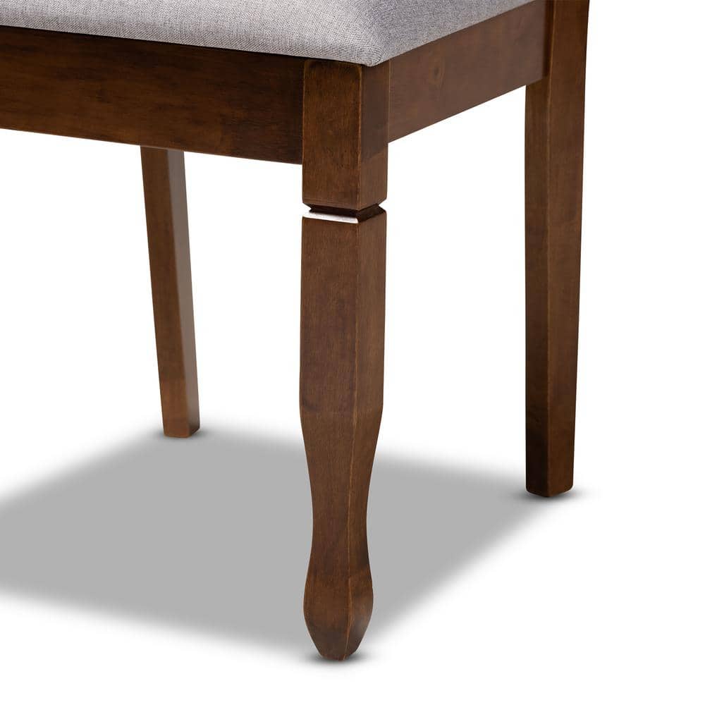 Walnut Brown and Grey Fabric 5-Piece Dining Set