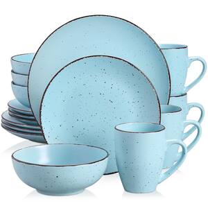 Moda 16-Piece Matte Light Blue Speckle Glaze Stoneware Dinnerware Set (Service for 4)