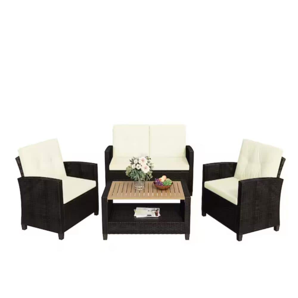7-Piece Outdoor Patio Furniture Set, Wicker Sectional Sofa with Cushions & Glass Table price history on PriceWatchPro