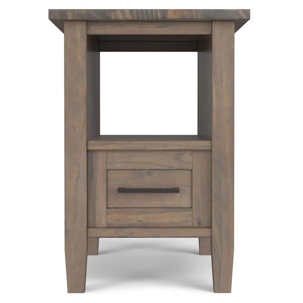 Ela Smoky Brown Solid Wood Narrow End Table with Storage