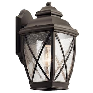 Tangier 13.5 in. 1-Light Olde Bronze Outdoor Hardwired Wall Lantern Sconce with No Bulbs Included (1-Pack)