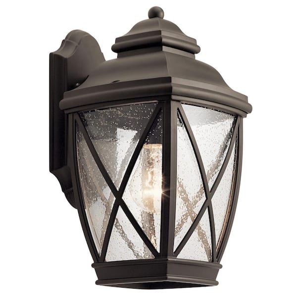 KICHLER Tangier 13.5 in. 1-Light Olde Bronze Outdoor Hardwired Wall Lantern Sconce with No Bulbs Included (1-Pack)