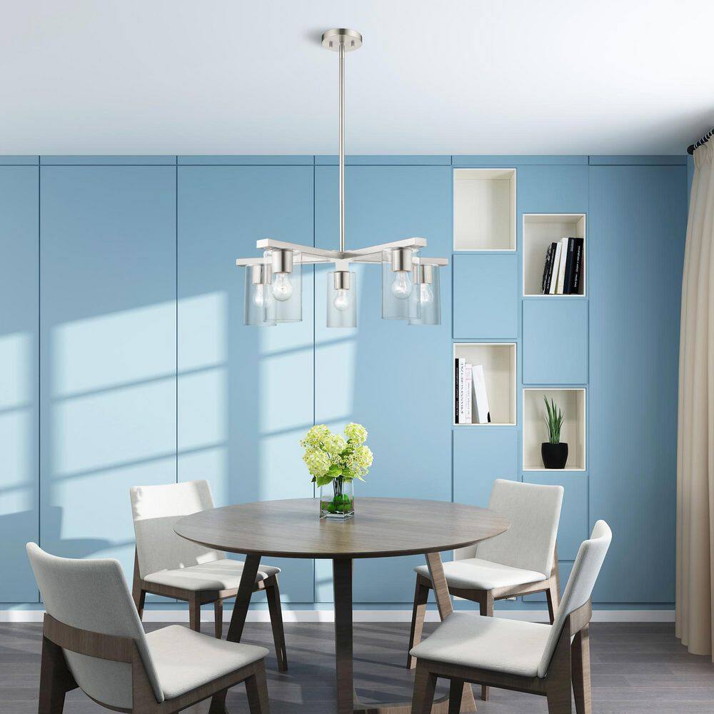 Zurich 26" Brushed Nickel and Crystal 5-Light Chandelier