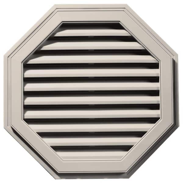Builders Edge 32 in. x 32 in. Octagon Brown/Tan Plastic Built-in Screen Gable Louver Vent