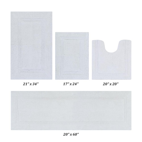 Better Trends Lux Collection White 100% Cotton 4-Piece Bath Rug Set