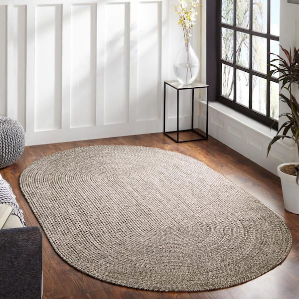 Superior Braided Jute Neutral Indoor Oval Area Rug, 8' x 11