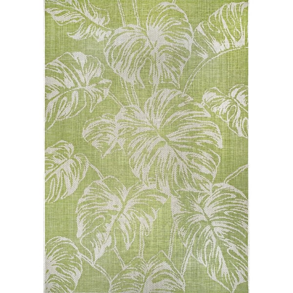 nuLOOM Belle Palm Leaves Sage 6 ft. x 9 ft. Indoor/Outdoor Patio Area Rug