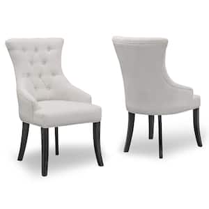 Alei Beige Fabric Dining Chair Wing Chair with Tufted Buttons (Set of 2)