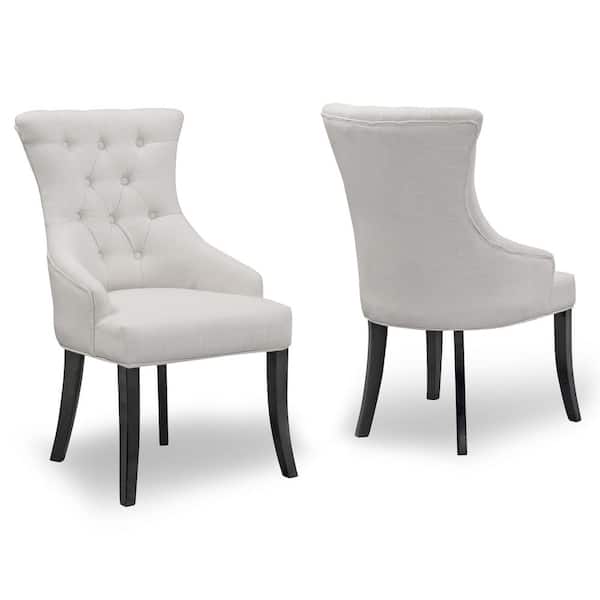 Glamour Home Alei Beige Fabric Dining Chair Wing Chair with Tufted Buttons (Set of 2)