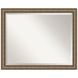 Angled Bronze 31.25 in. x 25.25 in. Beveled Modern Rectangle Wood Framed Wall Mirror in Bronze