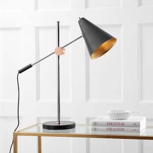 Alexus 28 in. Black Balance Table Lamp with Interior Gold Shade