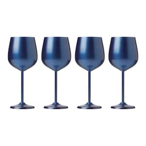 18 oz. Navy Stainless Steel White Wine Glass Set (Set of 4)