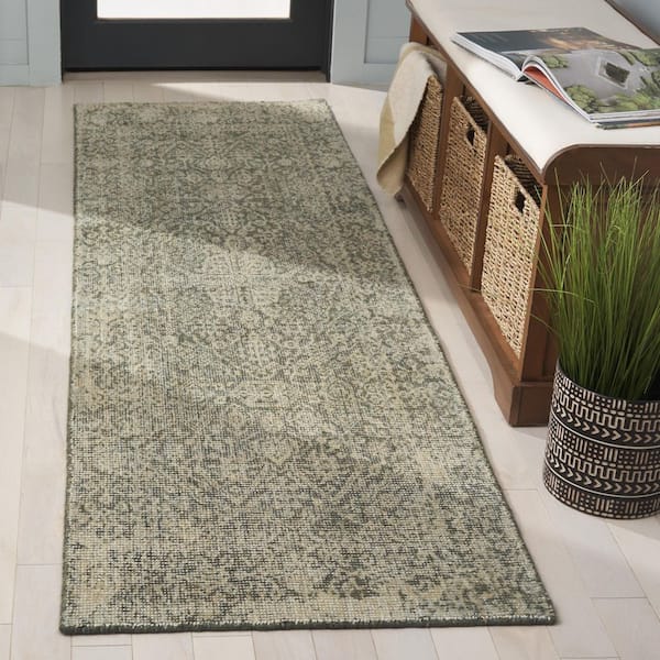 Maharaja 2 ft. x 8 ft. Green Traditional Faded-medallion Runner Rug