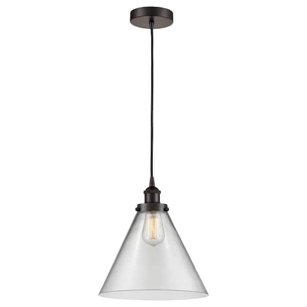 Innovations Cone 60-Watt 1-Light Oil Rubbed Bronze Standard Mini Pendant Light with Clear Glass Shade, No Bulbs Included