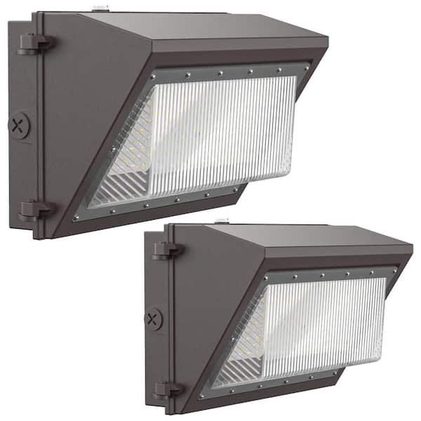 120W Integrated LED Brown Wall Pack Light with Dusk-to-Dawn Sensor, Security Flood Light for Parking Lot Warehouse 2 Pcs