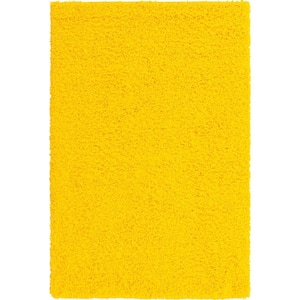 Solid Shag Tuscan Sun Yellow 4 ft. x 6 ft. Area Rug
