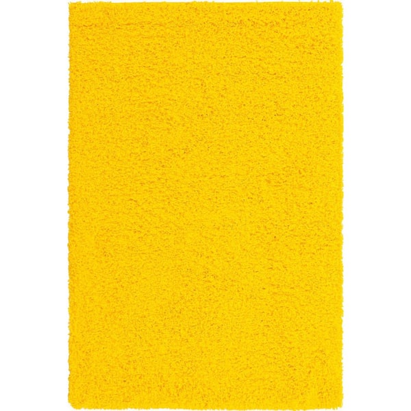 Unique Loom Solid Shag Tuscan Sun Yellow 4 ft. x 6 ft. Area Rug