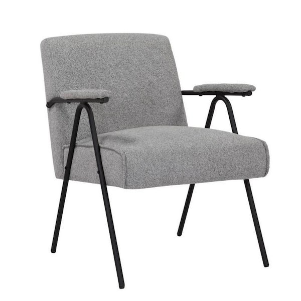 Benjara Gray and Black Fabric Armchair with Padded Armrests