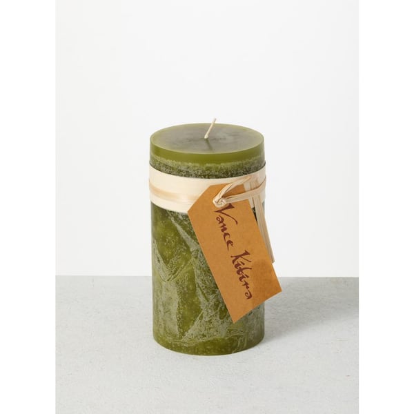 Vance Kitira 6 in. Moss Timber Pillar Candle