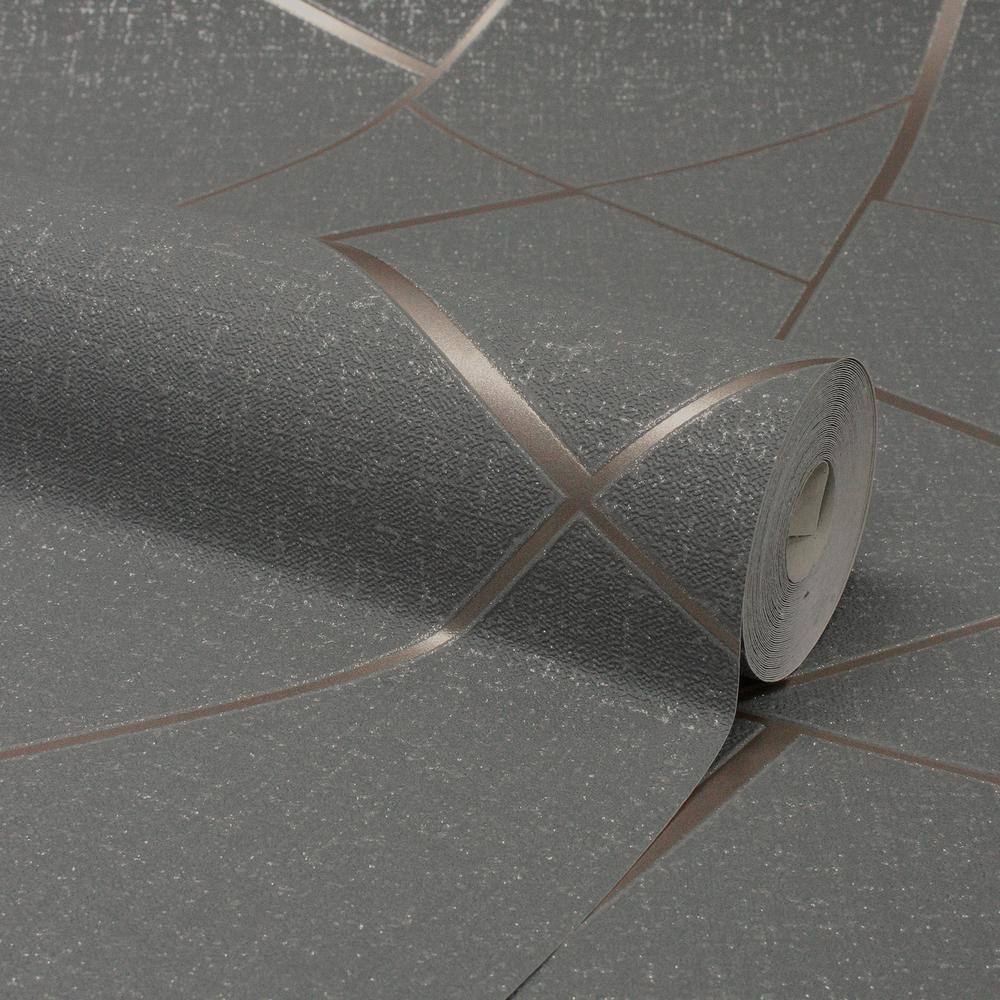 Quartz Copper Geometric Distressed Wallpaper Roll