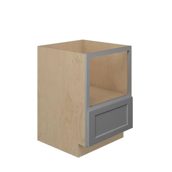 Unbranded Cumberland Recessed 30 in. W x 34.5 in. H x 24 in. D Plywood Assembled Microwave Base Cabinet in Painted Stratus