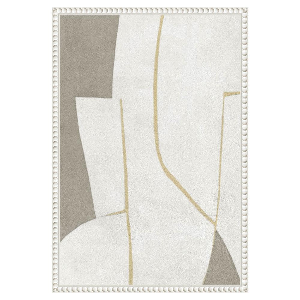 Small White and Gray Abstract Canvas Print with Beaded Frame