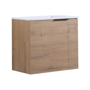 22-1/16 in. W x 13 in. D x 19-11/16 in. H Bath Vanity in Imitative Oak with White Ceramic Top